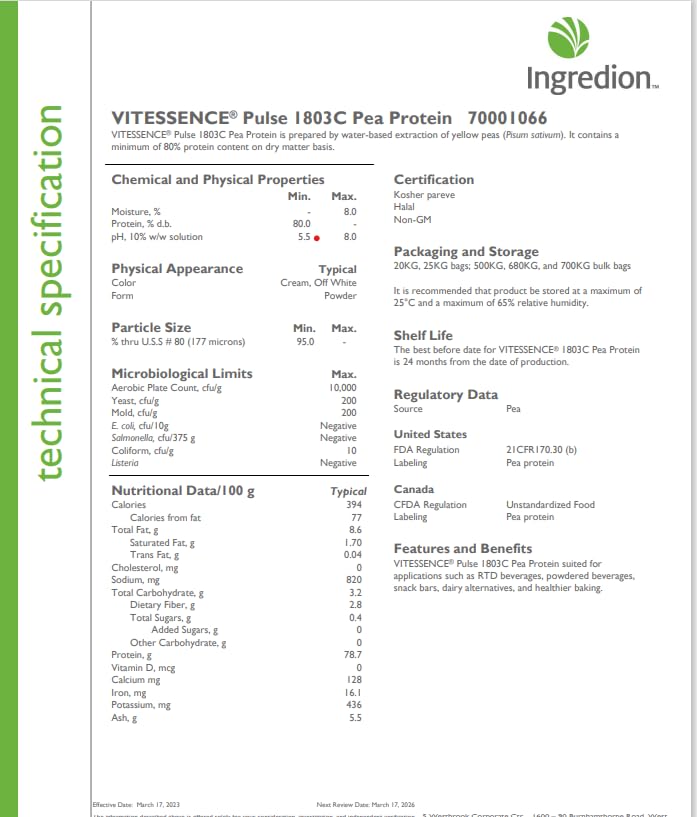 Generic Pea Protein Isolate ready for shakes emphasizes clean label plant-based nutrition.