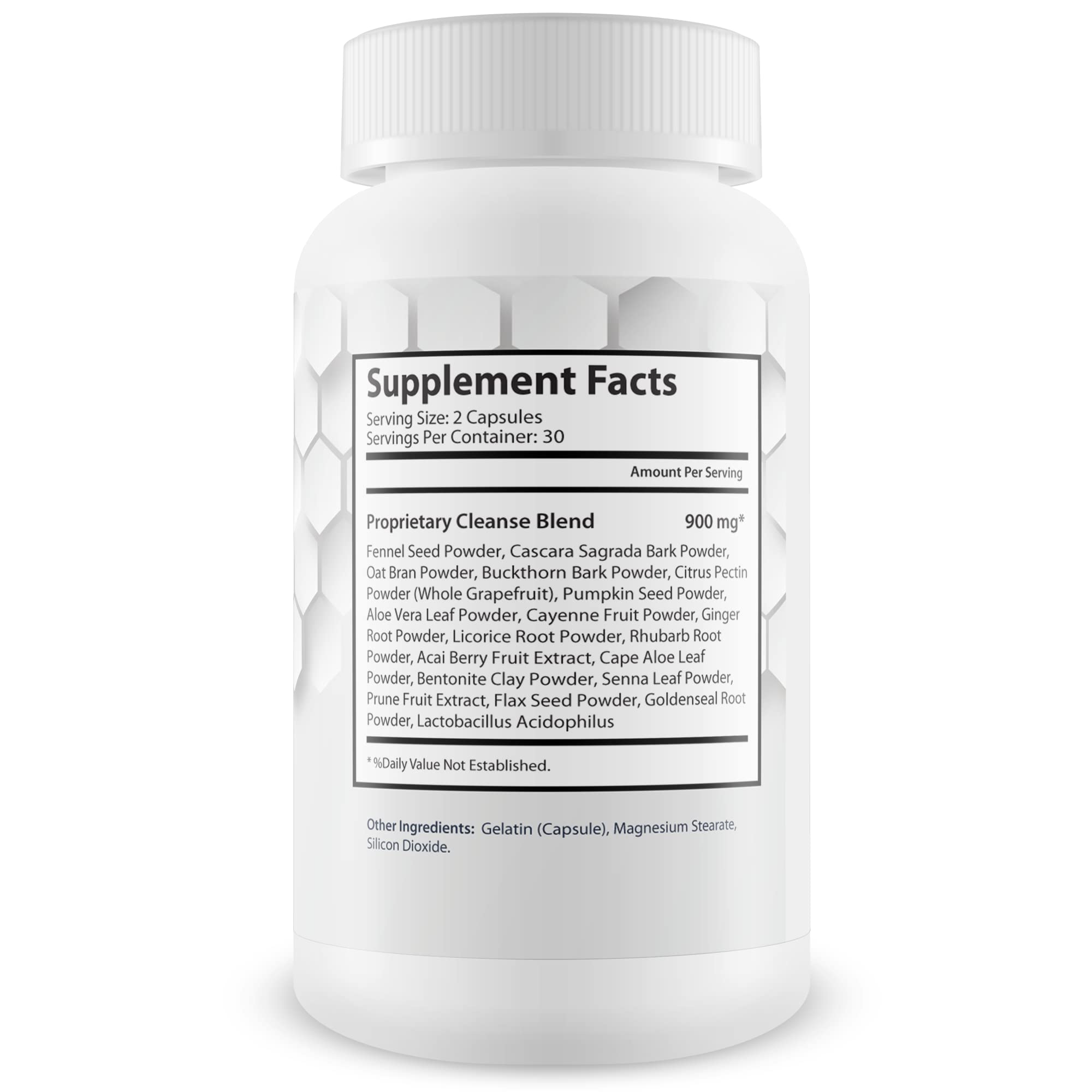 Generic Pro Carbo Fix bottle back highlights digestive-support ingredients.