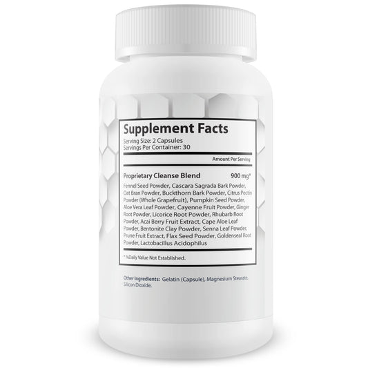 Generic Pro Carbo Fix bottle back highlights digestive-support ingredients.