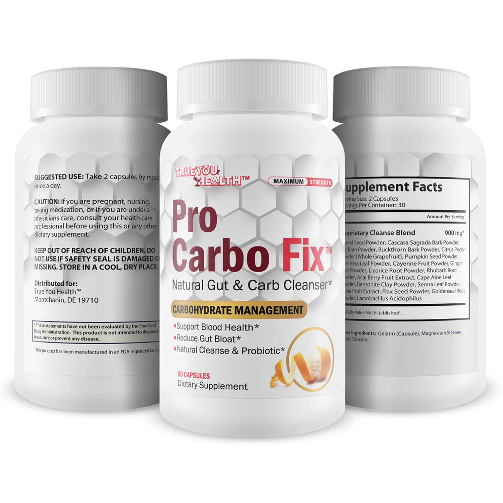 Generic Pro Carbo Fix ingredients chart emphasizes oat bran and aloe vera.