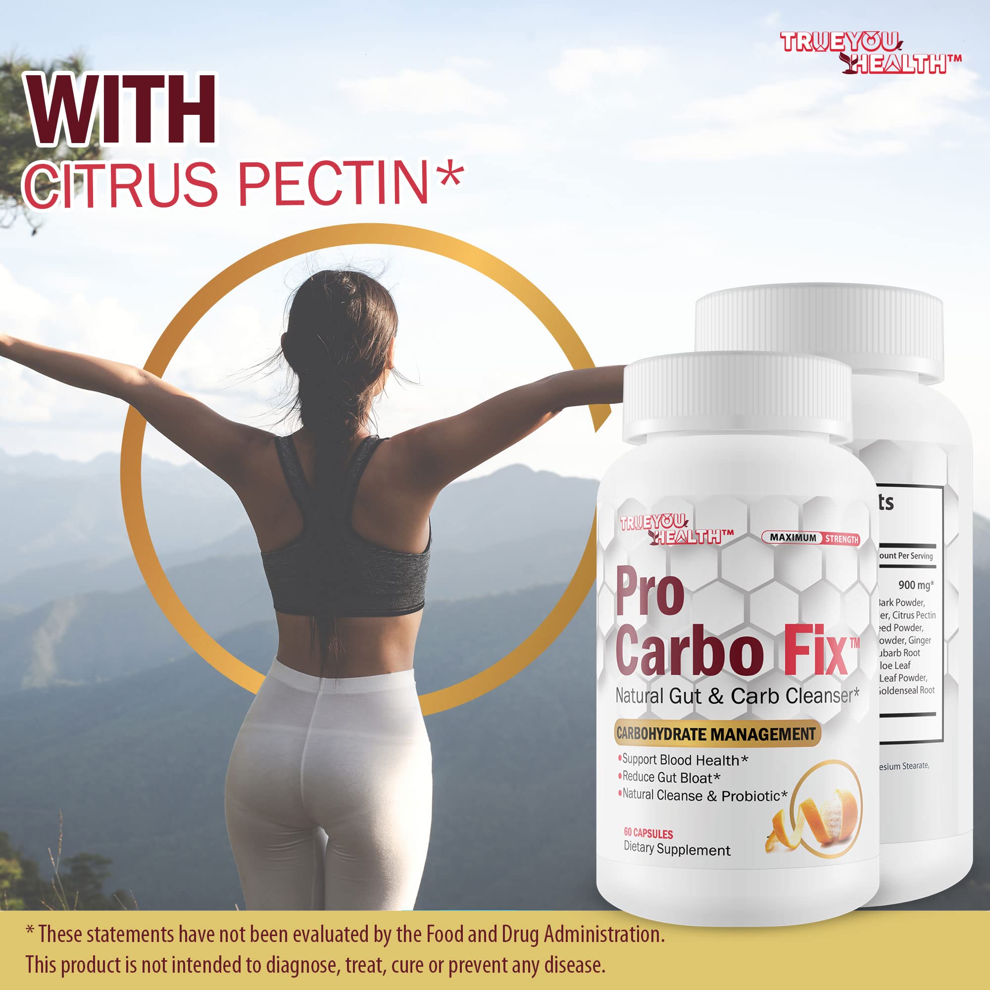 Generic Pro Carbo Fix probiotic illustration underscores gut health support.