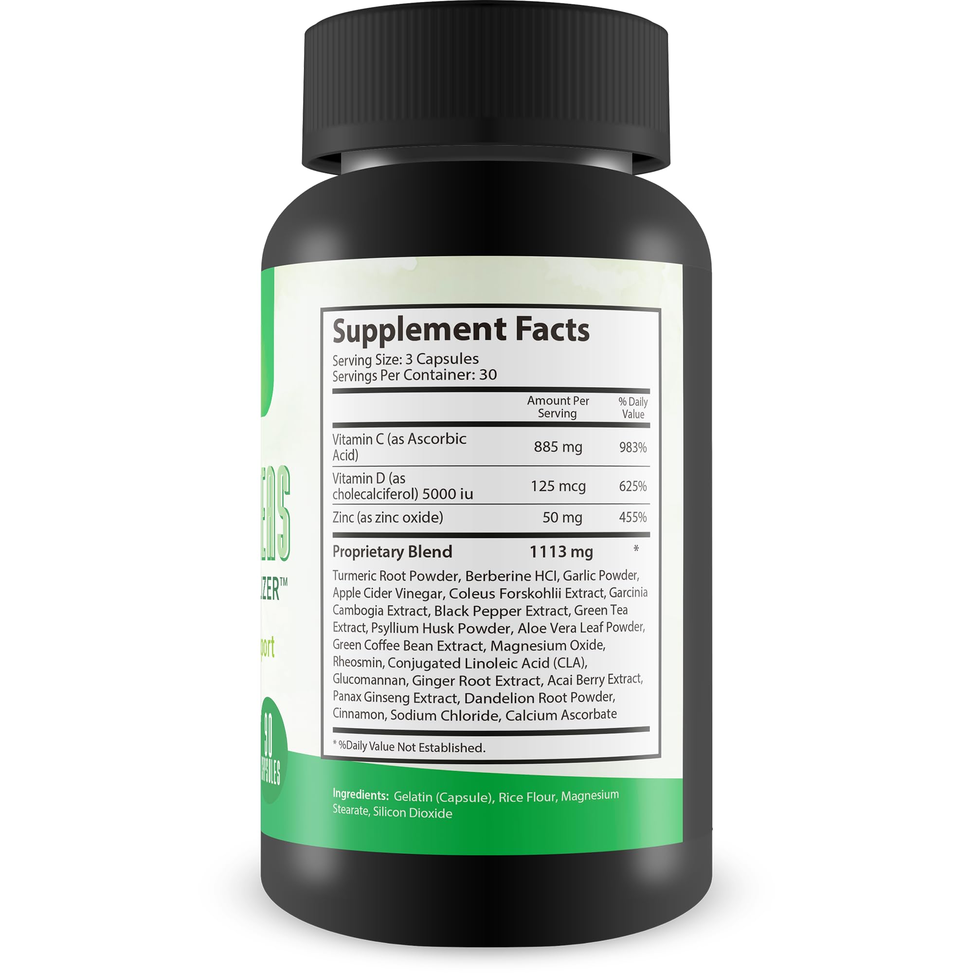 Generic Pro Pancreas Cleanse label closeup highlighting vitamin D and C