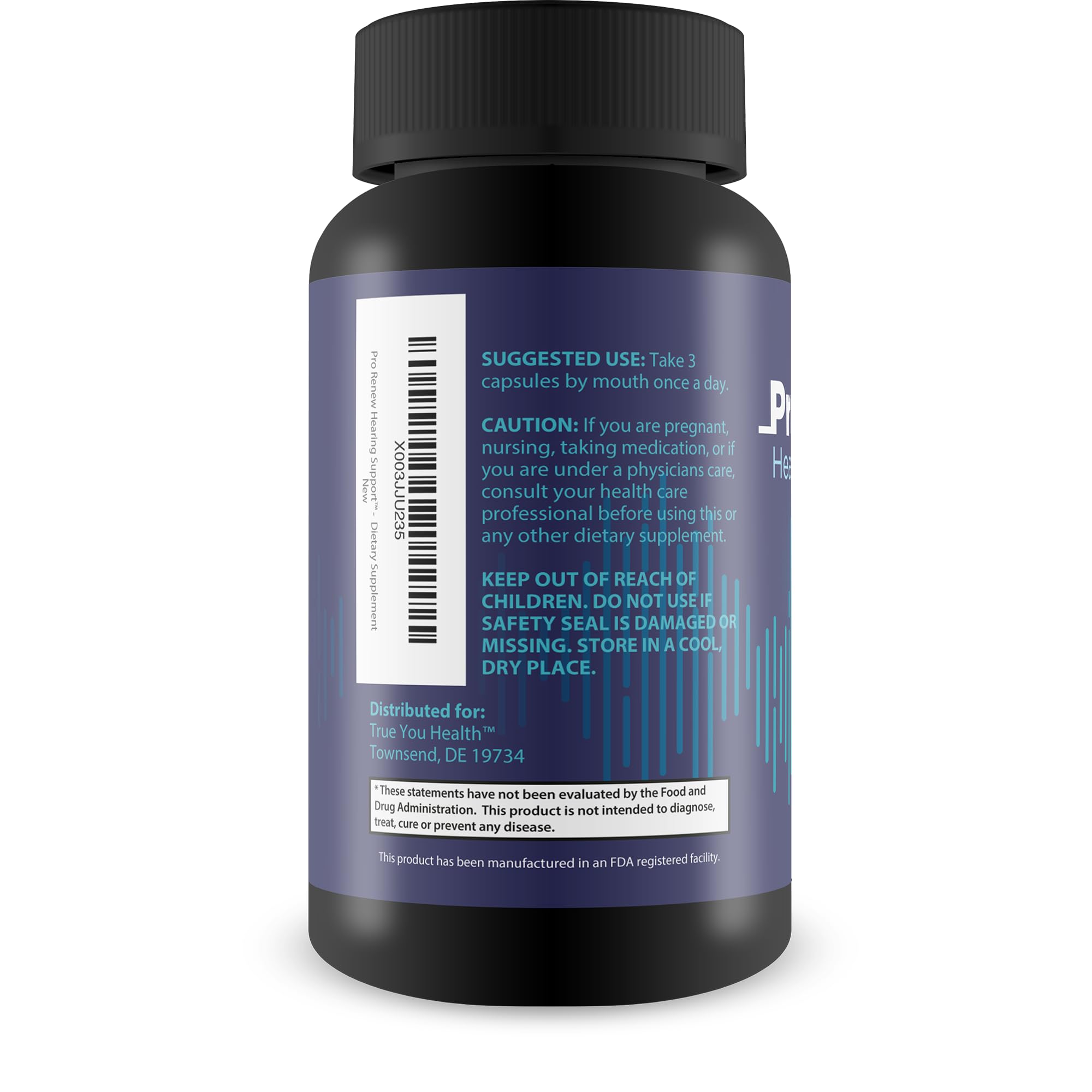 Generic Pro Renew Hearing Support vitamin D pill highlighting middle ear health support.