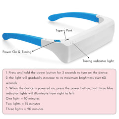 Generic Red Light Therapy Glasses carrying pouch and cable for easy transport