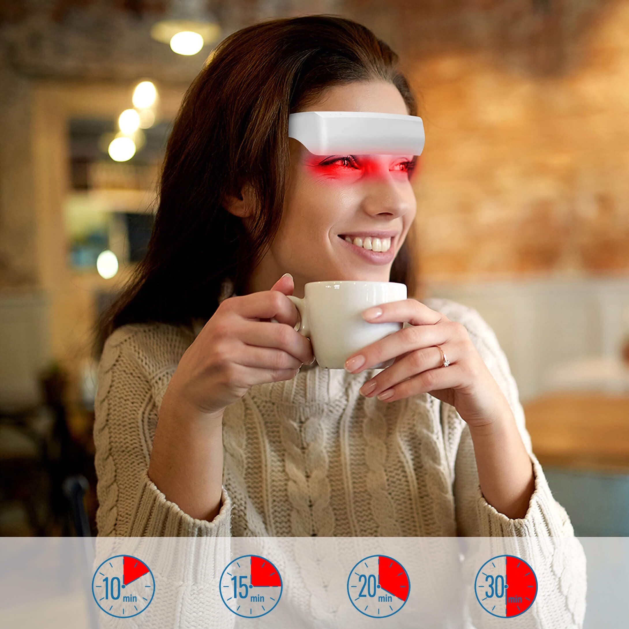 Generic Red Light Therapy Glasses gradual brightness ramp aids comfortable adaptation