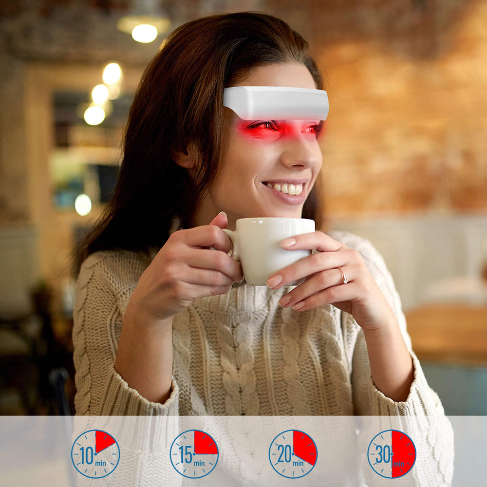 Generic Red Light Therapy Glasses gradual brightness ramp aids comfortable adaptation