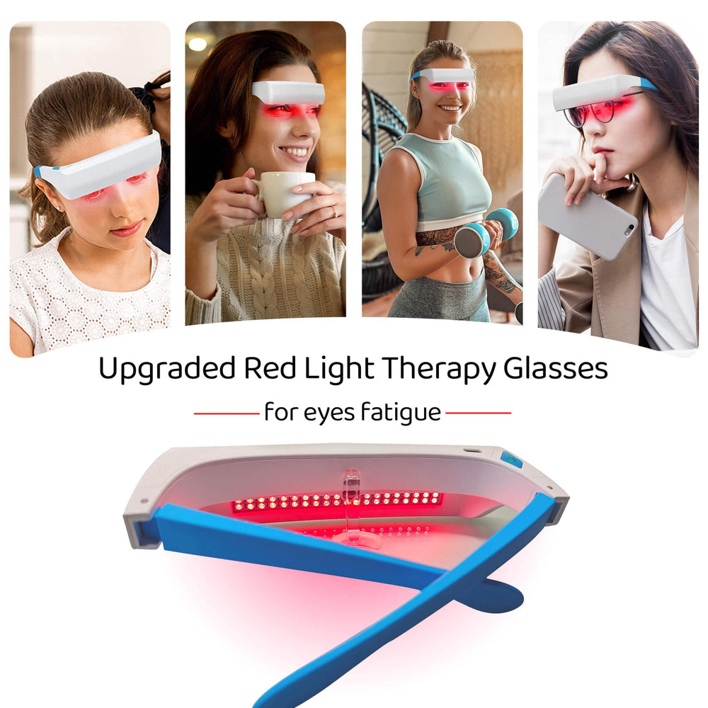 Generic Red Light Therapy Glasses with rechargeable battery module offering cordless sessions