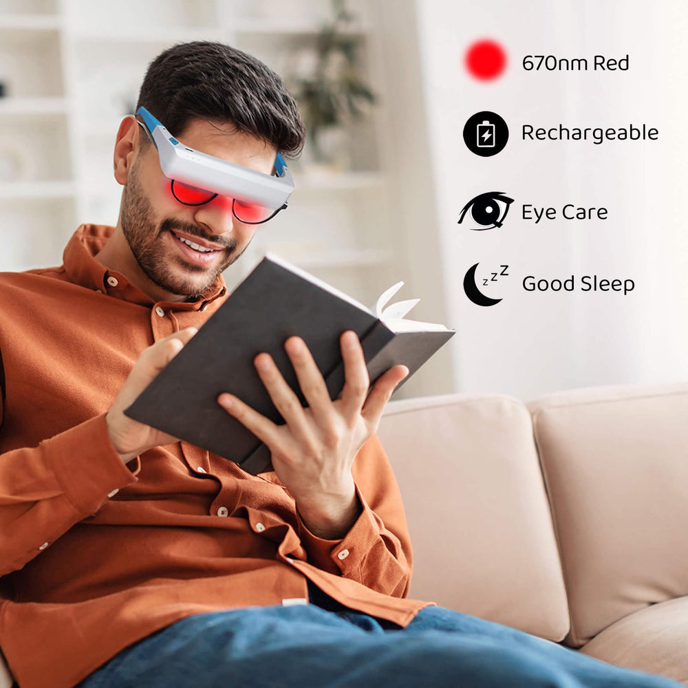 Generic Red Light Therapy Glasses timer settings display for precise session control