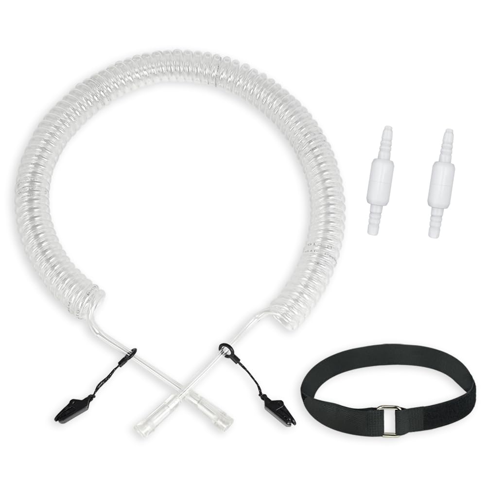 Generic retractable oxygen tubing reel extended view with non-kink design for easy movement.