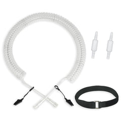 Generic retractable oxygen tubing reel extended view with non-kink design for easy movement.