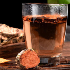 Generic Rhodiola Rosea root slices close-up showing fibrous texture for tea infusion.