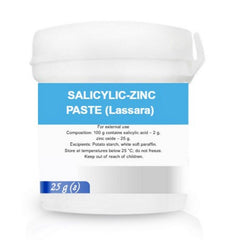Generic Salicylic-Zinc Lassara paste tube label for easy identification.