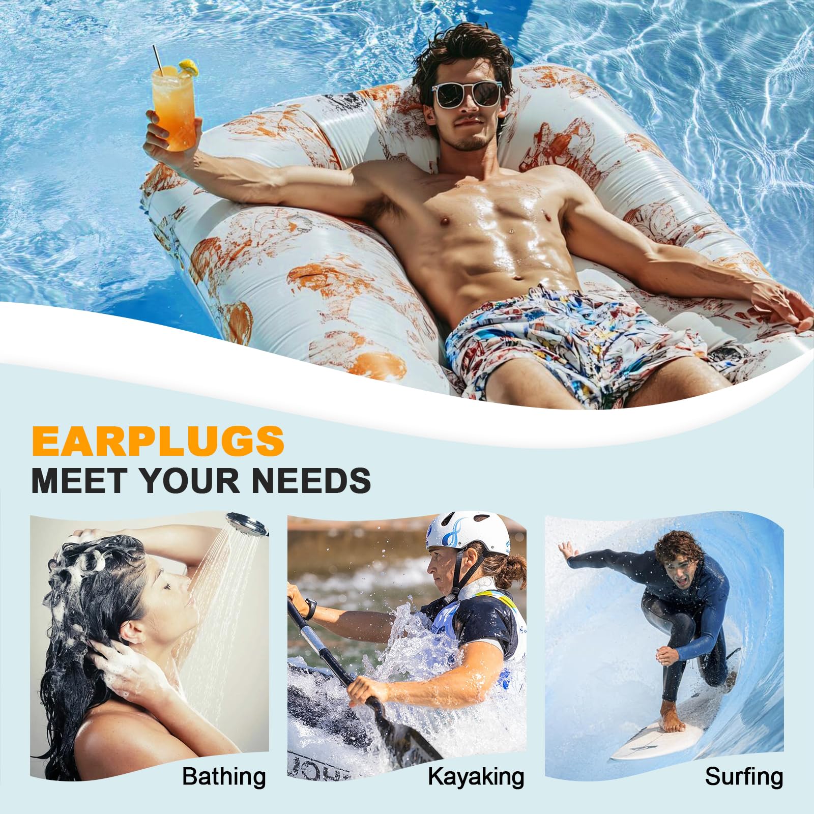 Generic snoring-blocking ear plugs suggest restful nights with gentle noise control.