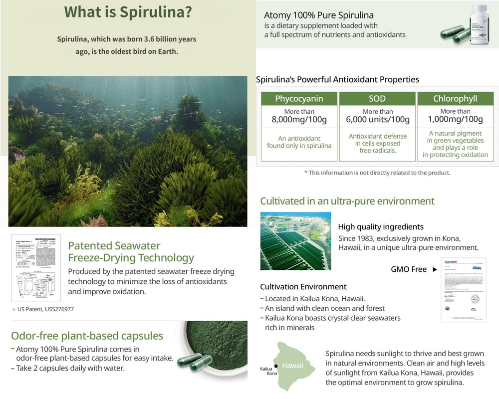 Generic Spirulina packaging on display signals quality and value