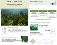 Generic Spirulina packaging on display signals quality and value
