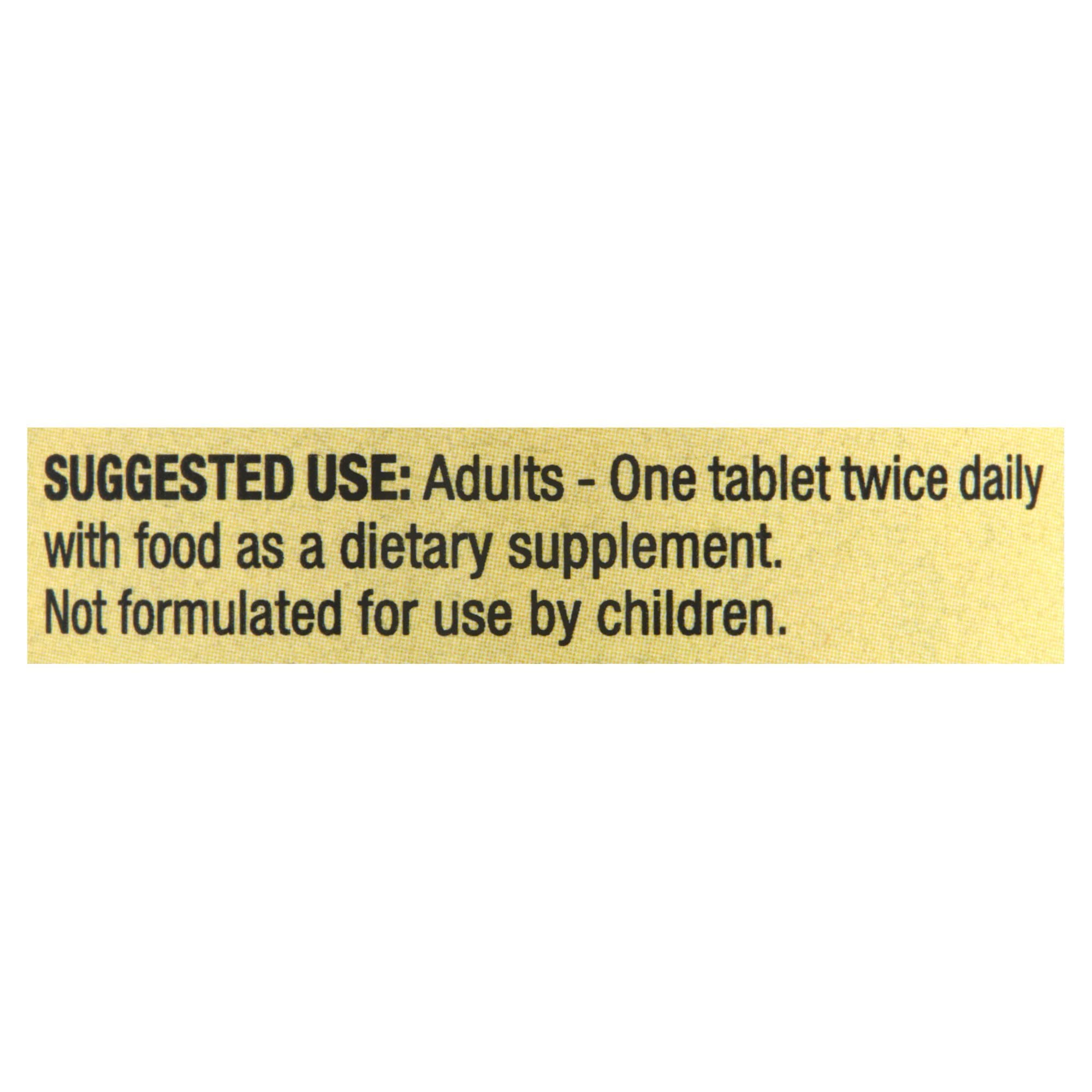 Back label of Generic Spring Valley Calcium 600mg with directions and ingredients.