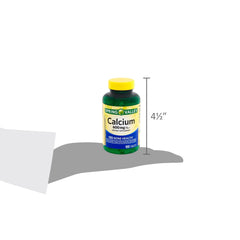 Product display of Generic Spring Valley Calcium 600mg bottles on a shelf.