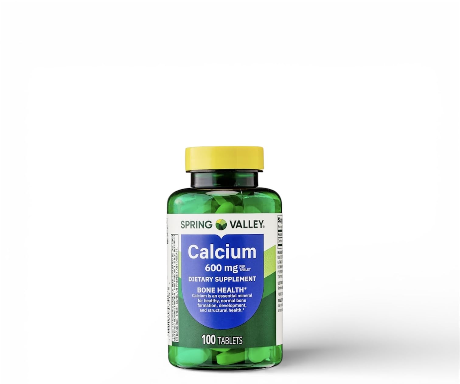 Generic Spring Valley calcium tablets close-up for daily calcium support.