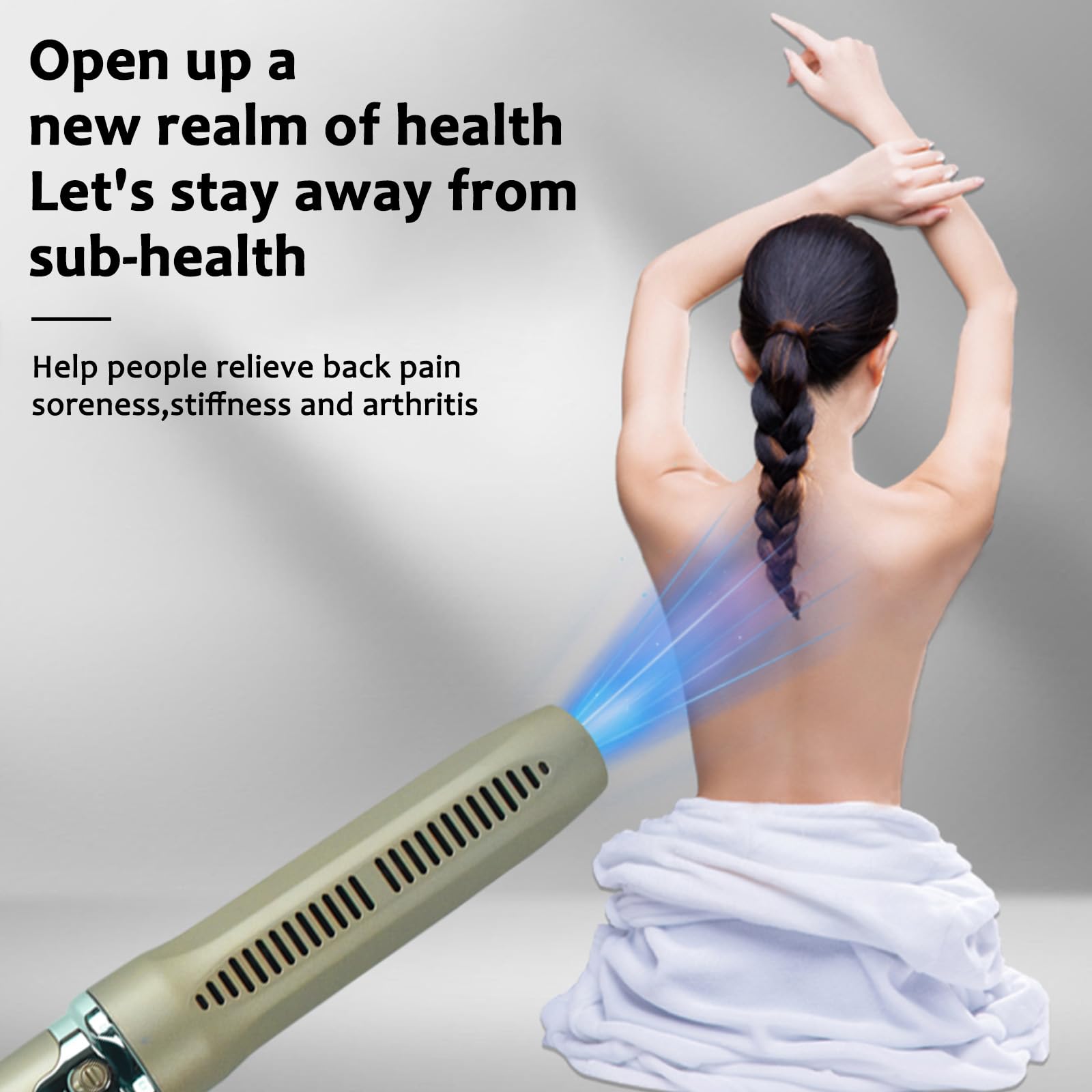 Generic Terahertz Wand in use on the shoulder for targeted relief.