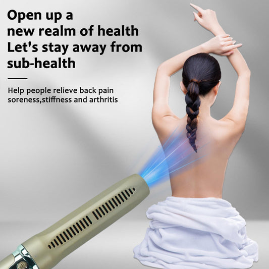 Generic Terahertz Wand in use on the shoulder for targeted relief.