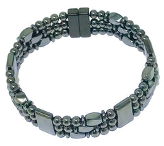 Generic Tri-Power Hematite Bracelet three-strand close-up highlights bold design and magnetic strength