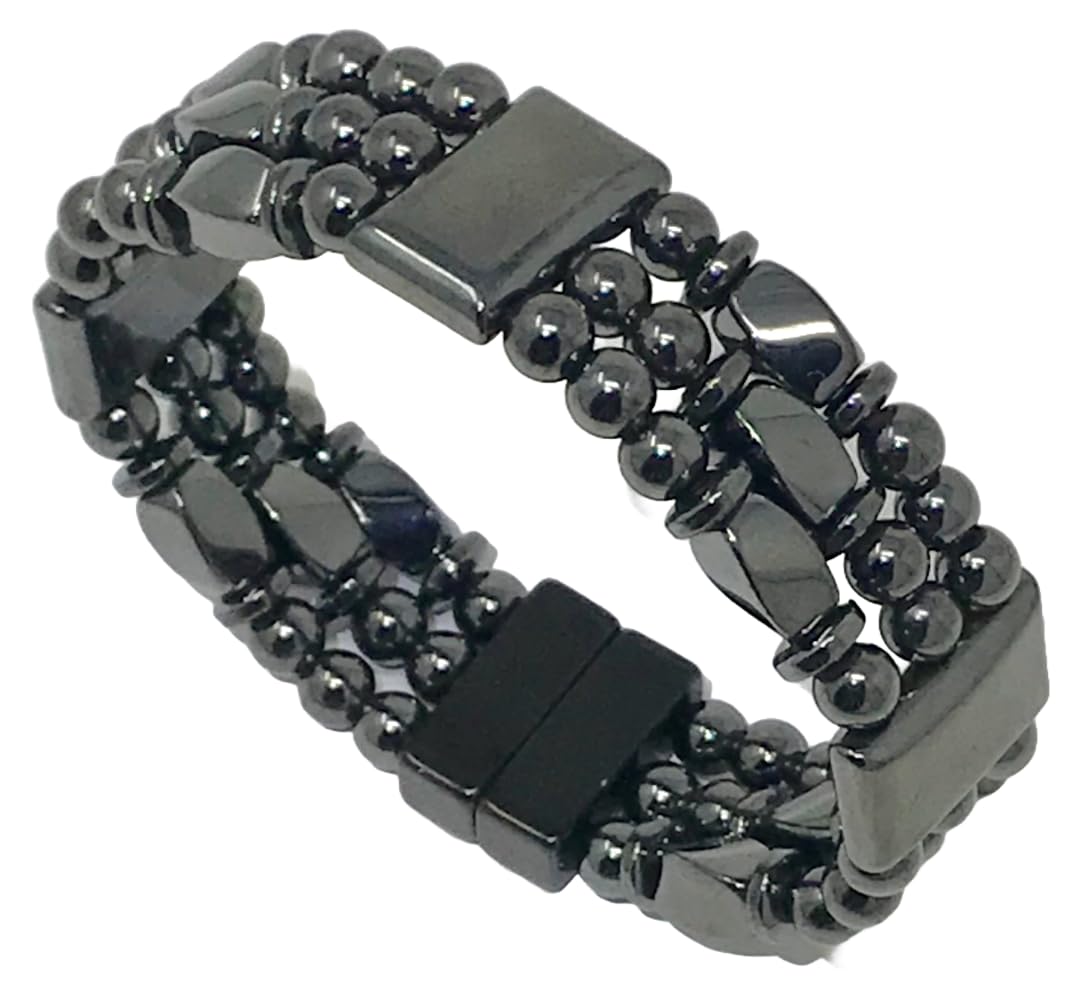 Generic Tri-Power hematite beads close-up show uniform shine and premium craftsmanship.