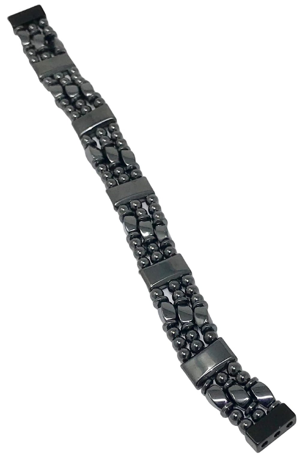 Generic Tri-Power Hematite Bracelet rare-earth clasp enhances magnetic strength.