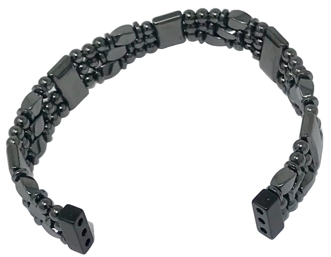 Generic Tri-Power Hematite Bracelet three-strand design visible on the wrist.