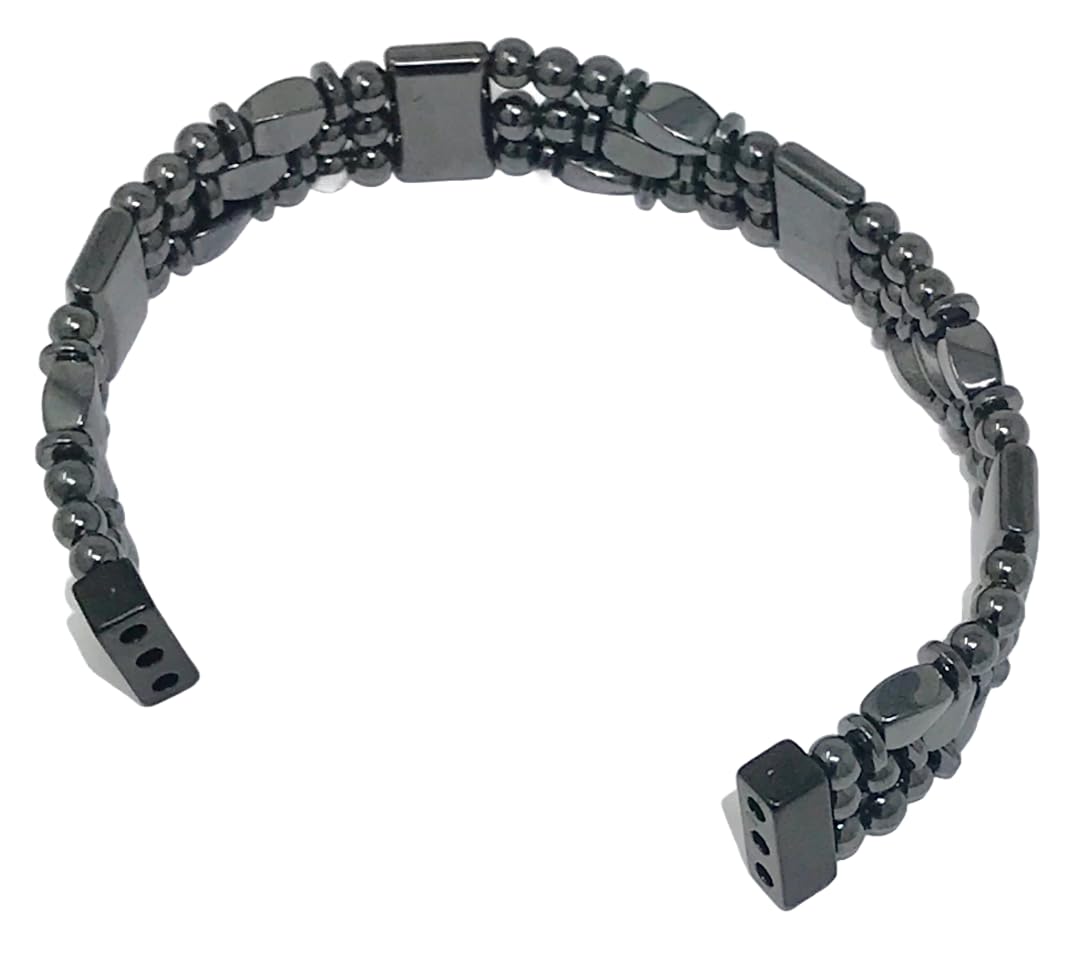 Generic Tri-Power Magnetic Hematite Bracelet side view highlighting durable copolymer cord