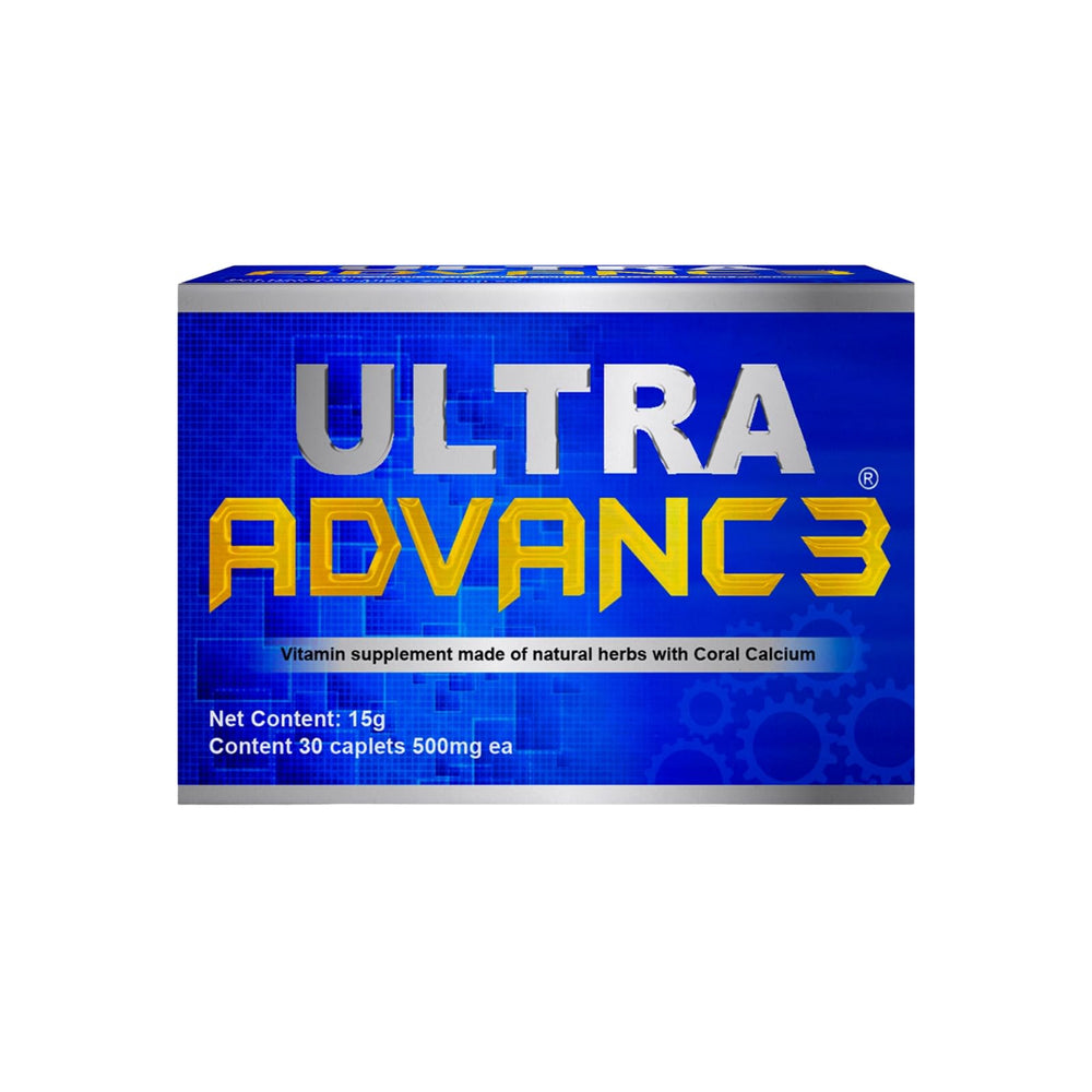 Generic Ultra Advance 3 Blue bottle shown for daily wellness with traditional herbs.