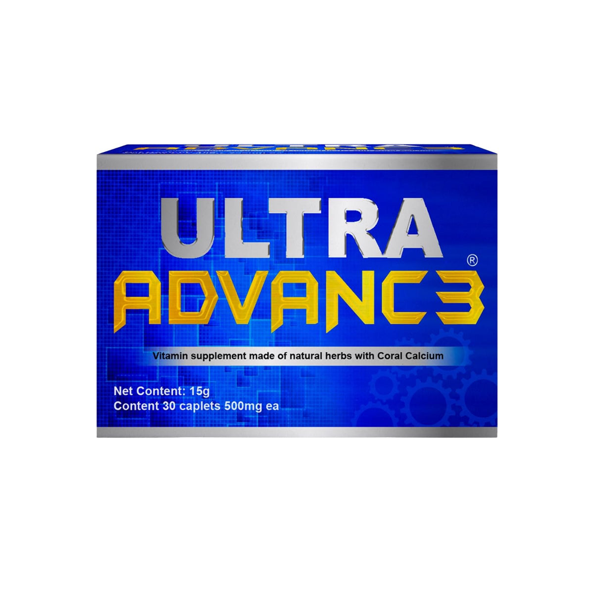 Generic Ultra Advance 3 Blue bottle shown for daily wellness with traditional herbs.
