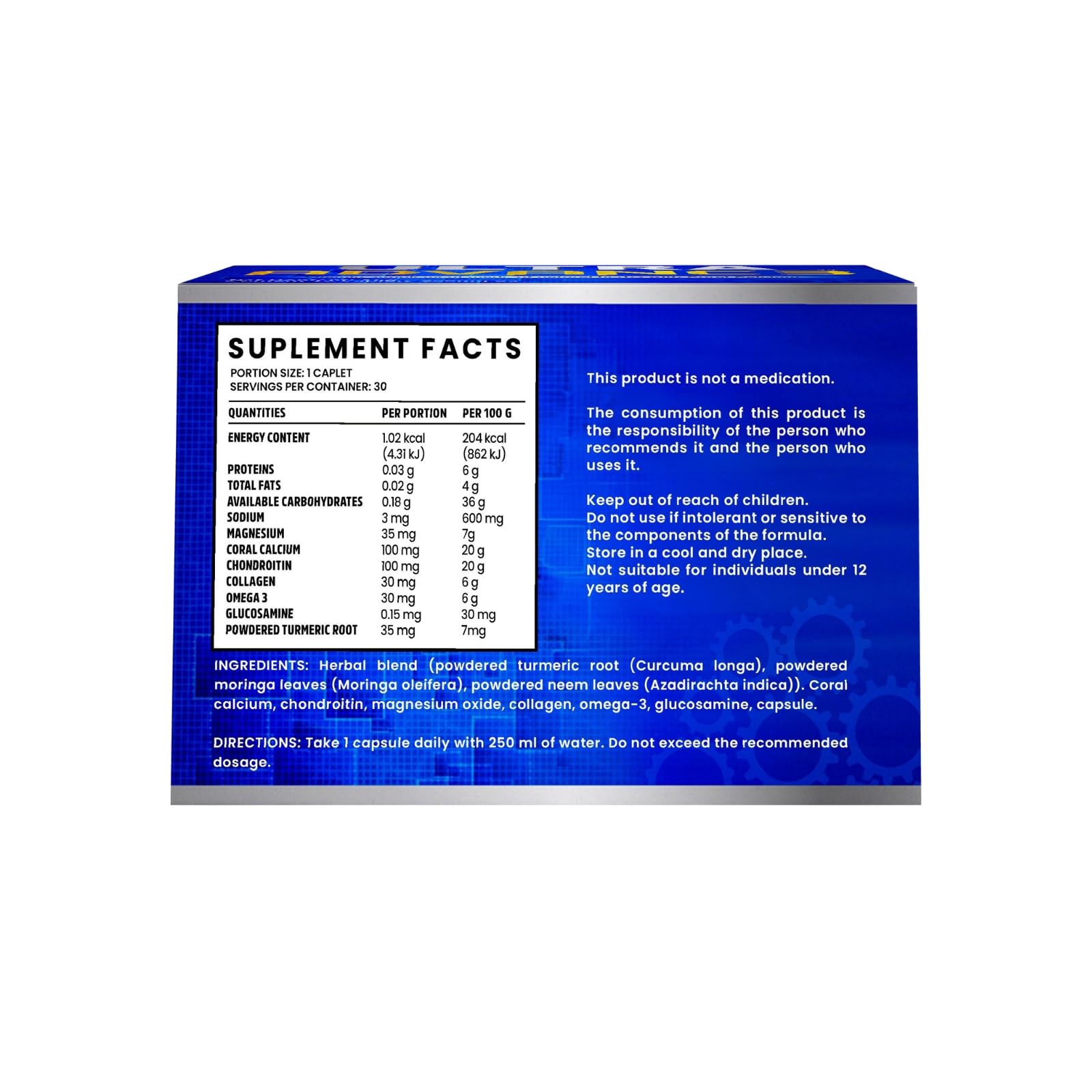 Close-up of Generic Ultra Advance 3 Blue capsules for daily use.