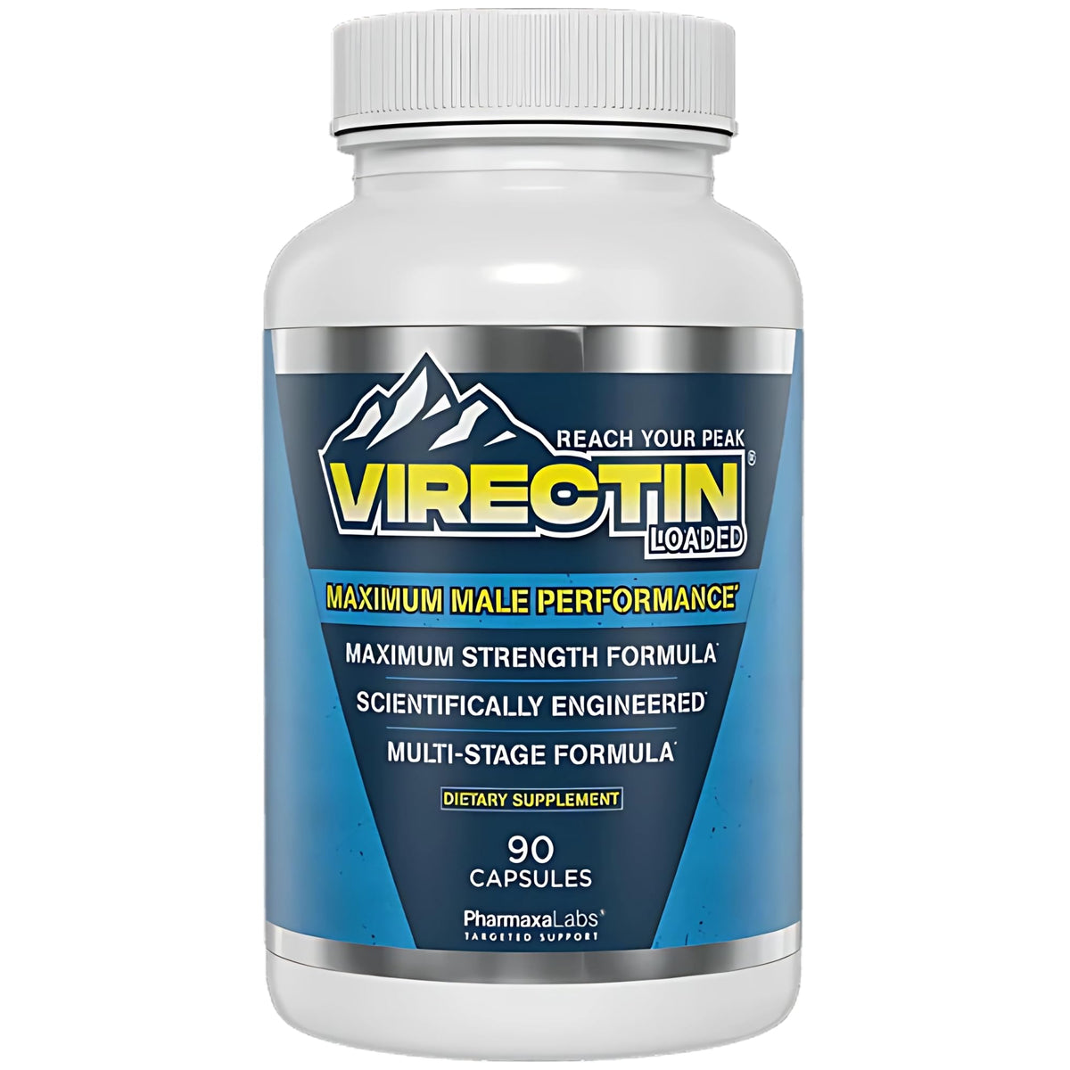Generic Virectin Loaded bottle front view showing 90-cap supply for daily vitality