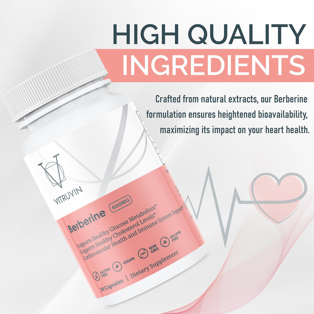 Generic Vitruvin Berberine 600mg gluten-free badge reassures gluten-sensitive customers