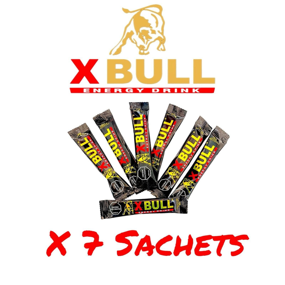 Close-up of Generic Xbull sachets label showing a clean formula.