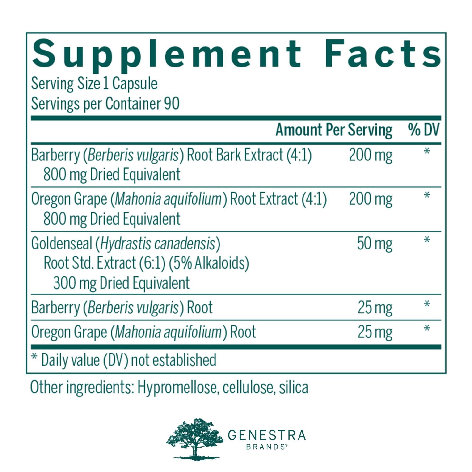 Genestra Berberis Formula bottle back shows traditional digestive health ingredients.