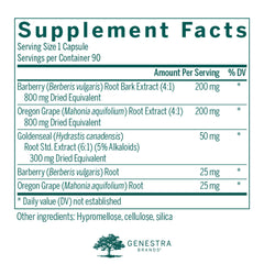 Genestra Berberis Formula bottle back shows traditional digestive health ingredients.