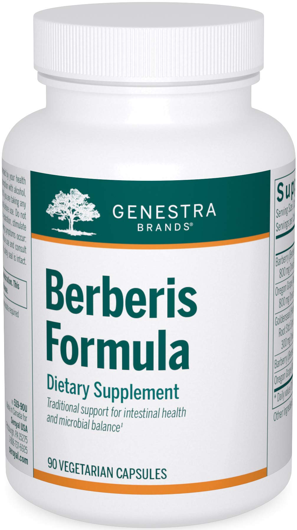 Genestra Berberis Formula bottle front promotes digestive health support.