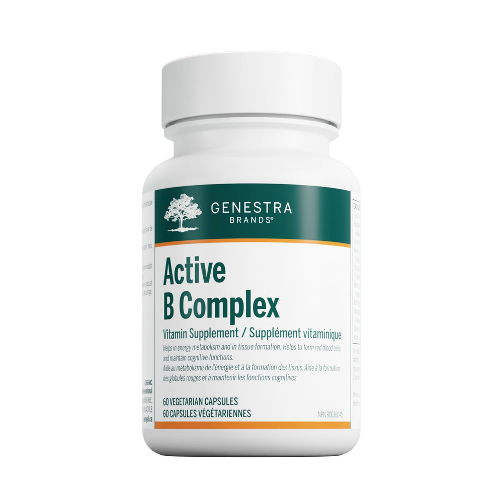 Genestra Brands Active B Complex bottle front showing 60 capsules for energy support
