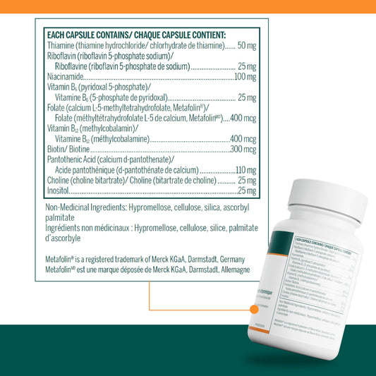 Genestra Brands Active B Complex capsules being poured for daily nutrient intake