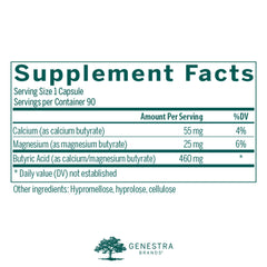 Genestra Brands Butyrate Complex bottle back with label details