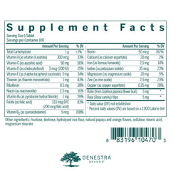 Close-up of Genestra Brands orange papaya flavored chewables for kids' daily supplement