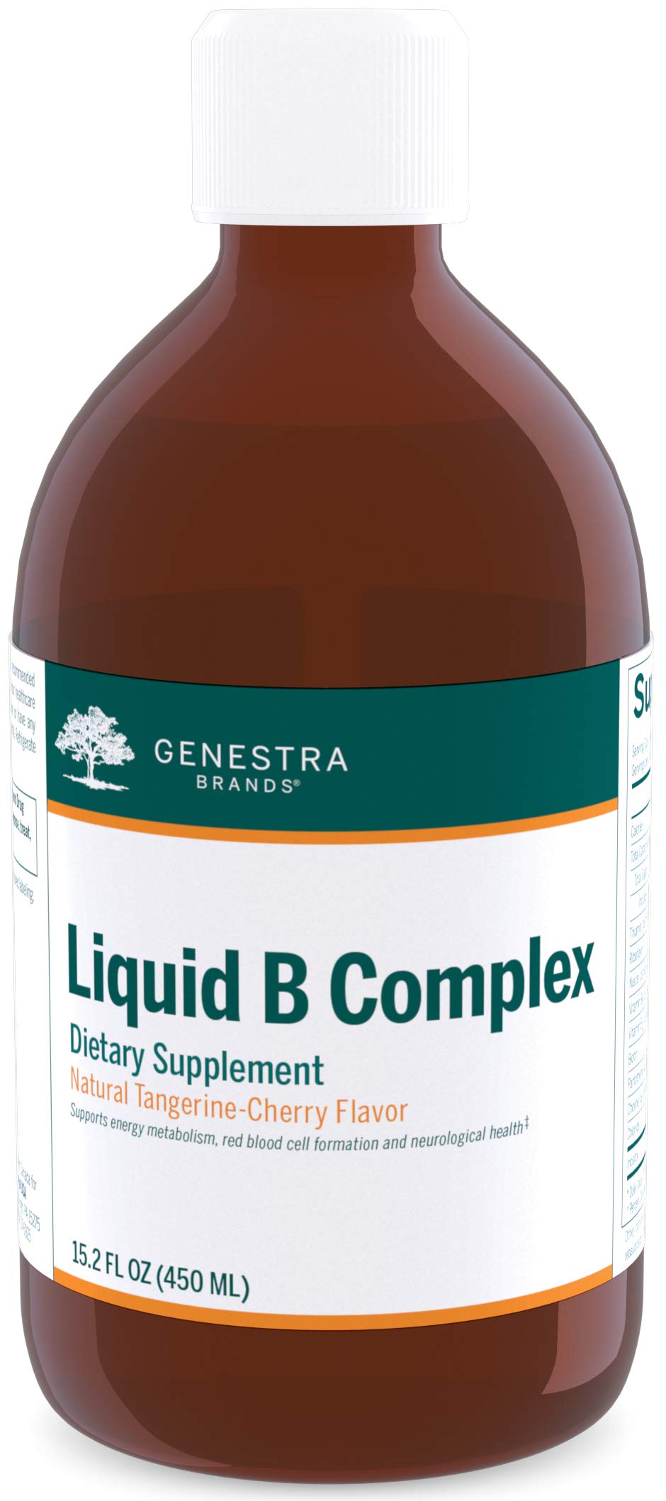 Genestra Brands Liquid B Complex bottle pour showing daily energy support