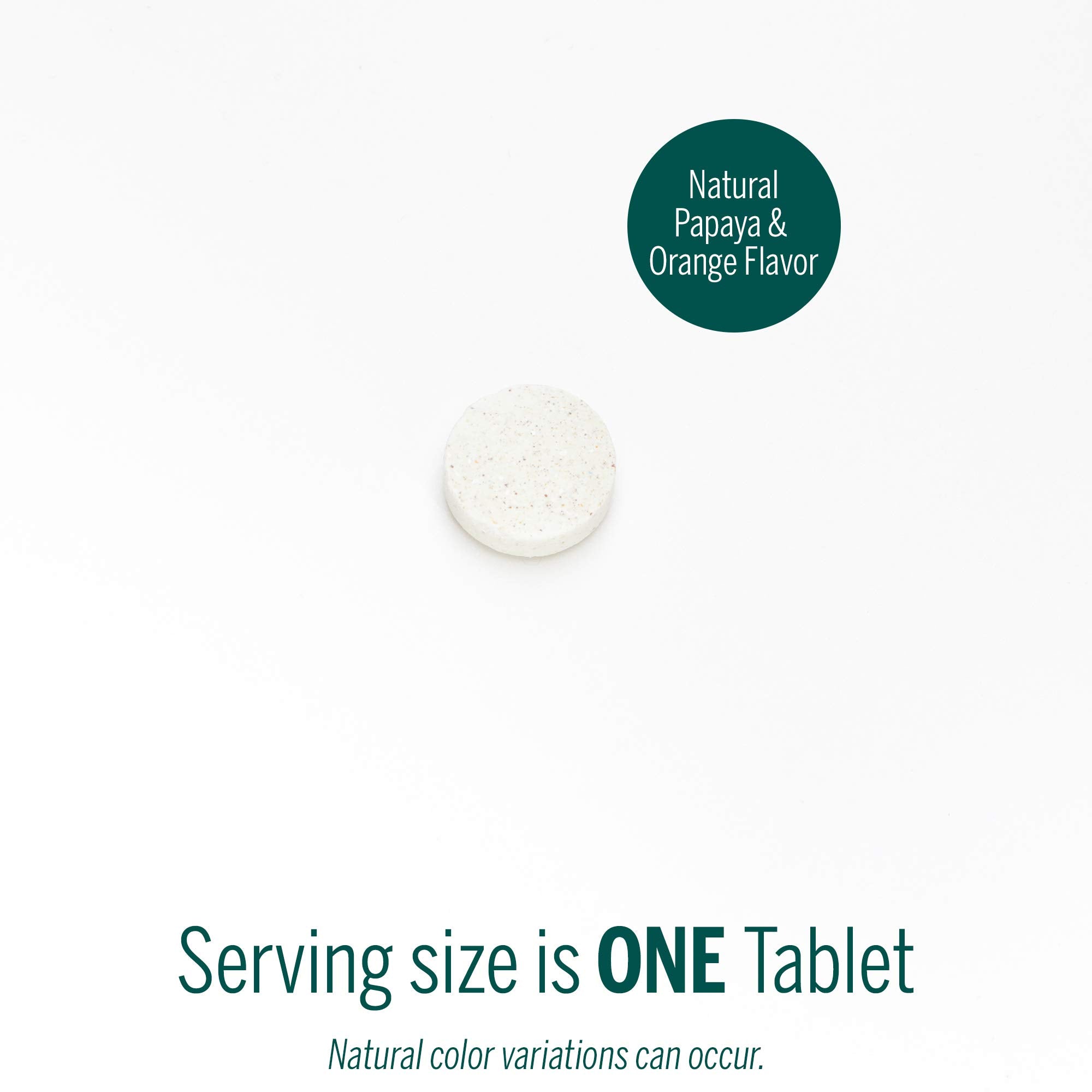 Orange papaya flavored chewables from Genestra Brands packed in a kid-friendly bottle