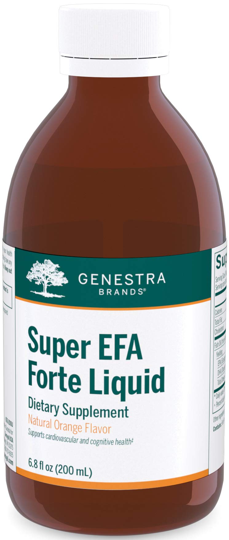 Genestra Super EFA Forte Liquid bottle front label—wellness support and orange flavor.