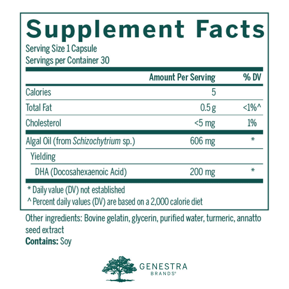 Genestra Brands Super Neurogen DHA capsules arranged to highlight memory and neuronal health.