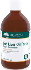 Genestra Cod Liver Oil Forte bottle showing omega fatty acids for brain and eye support