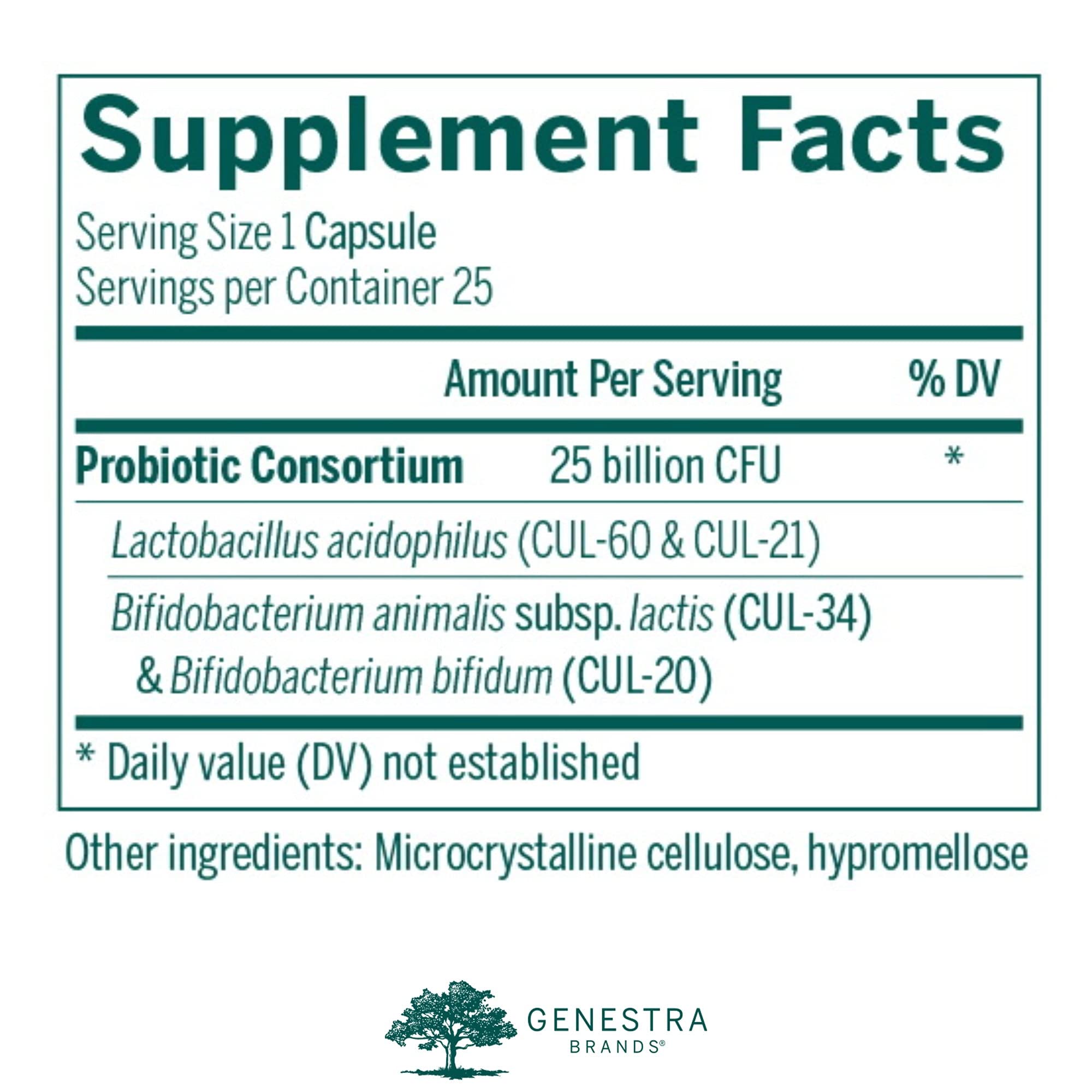 Genestra HMF Intensive capsule close-up highlighting high CFU per serving