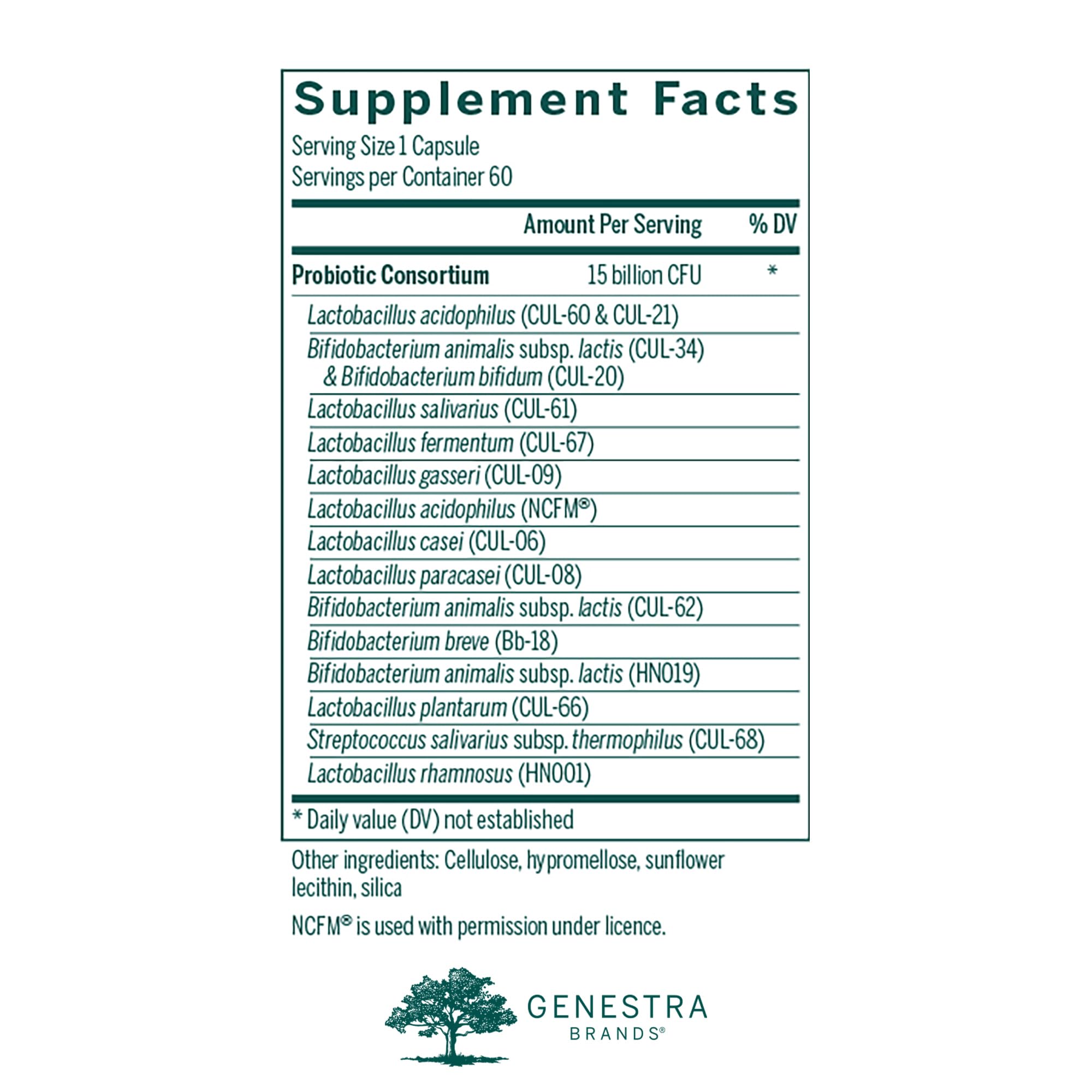 Genestra HMF Multi Strain capsules closeup highlights probiotic blend for digestive balance