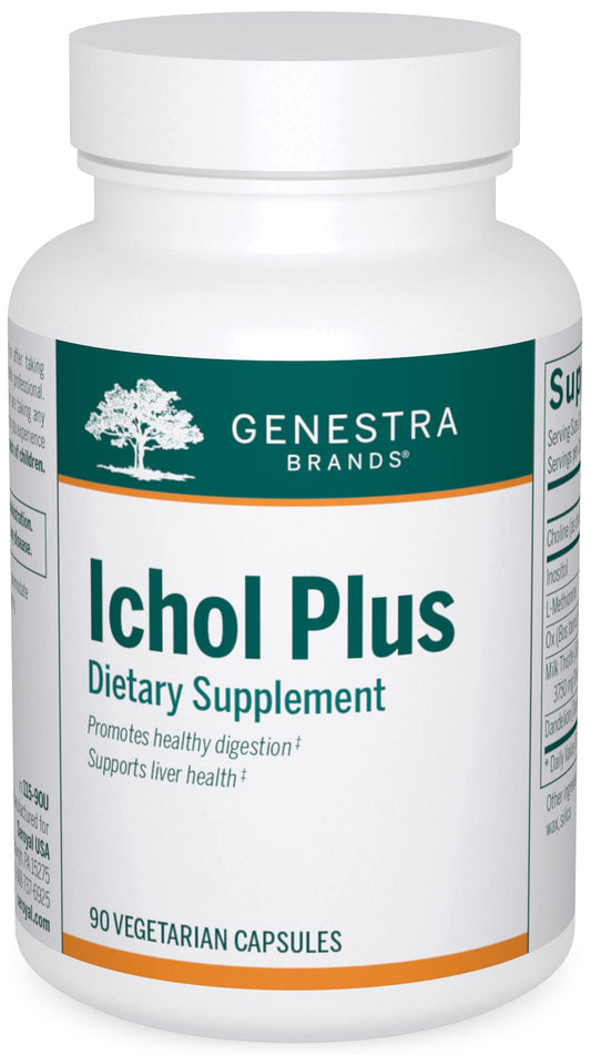 Genestra Ichol Plus bottle-front for daily digestive support and easy dosing.